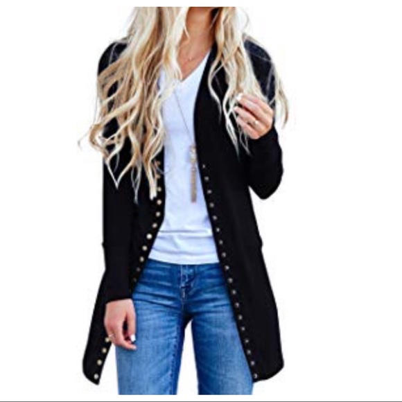 ✨LAST ONE ✨Black longline snap closure cardigan - Picture 3 of 5